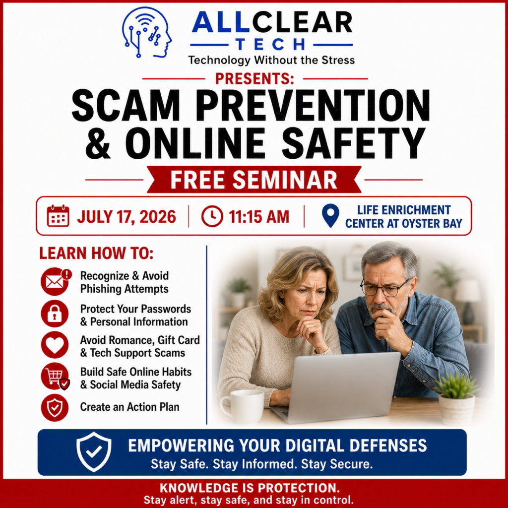 Poster of Scam Prevention and Online Safety Free Seminar